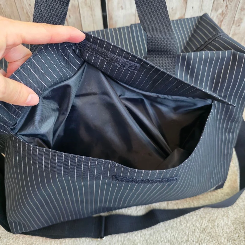 Men's Jean Paul Gaultier Navy White Pinstripe Duffel Bag